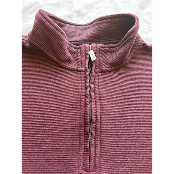 Van Heusen Flex XL Dark Red 1/3 Zip Long Sleeve Ribbed Pullover - Picture 2 of 6